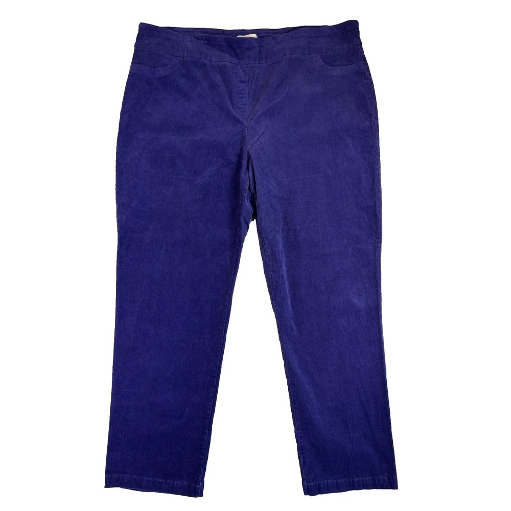 Draper's & Damon's Women's 2X Purple Pull On Corduroy Ankle Pants Y2K Colorful